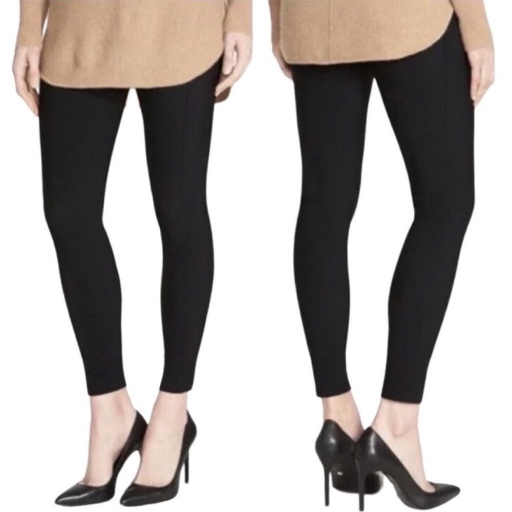 Spanx Micro Rib Knit Control Top Skimmer Leggings in Black Pants Women's Size XL